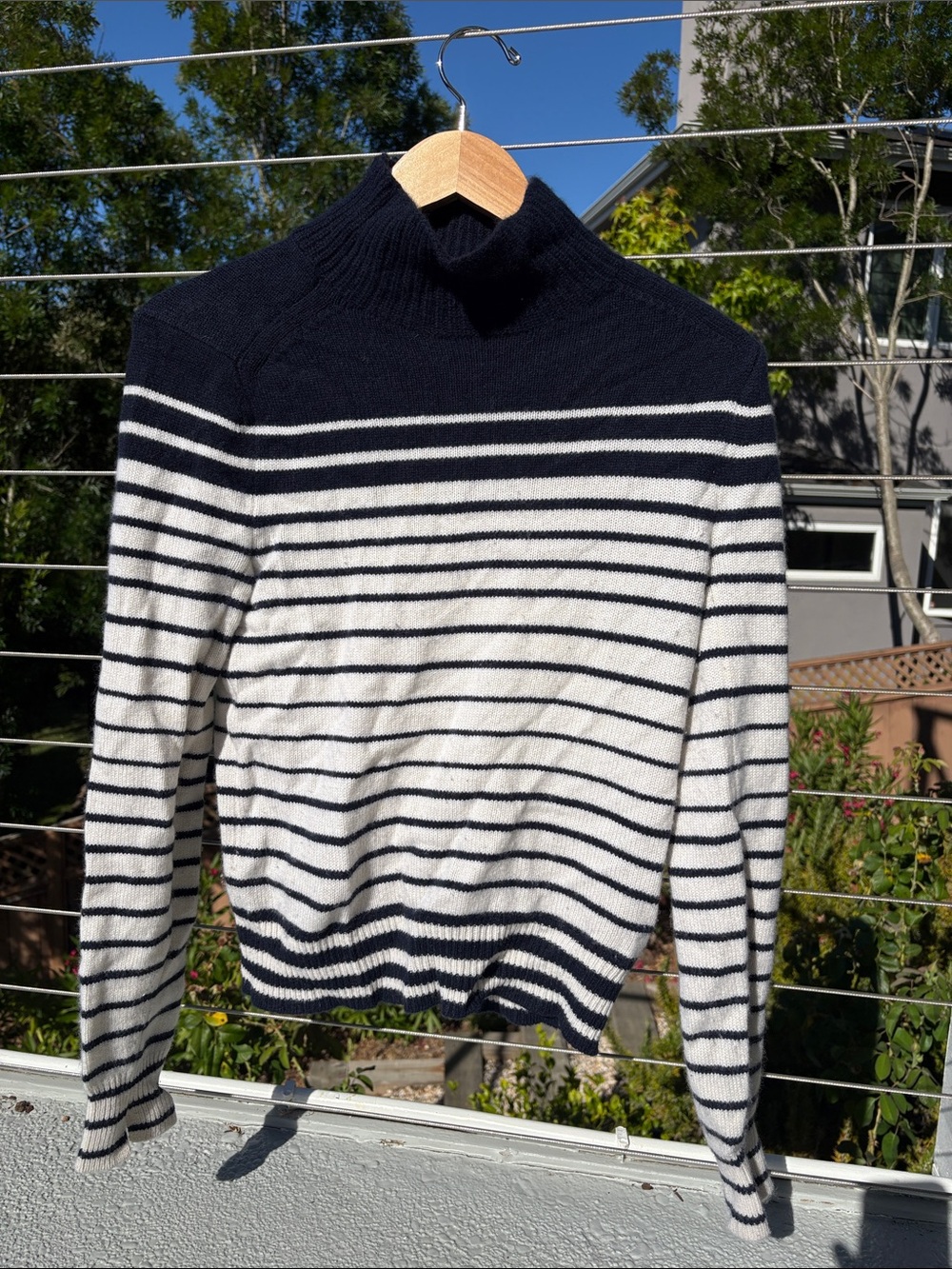 rag & bone Navy and White Striped Turtleneck Sweater